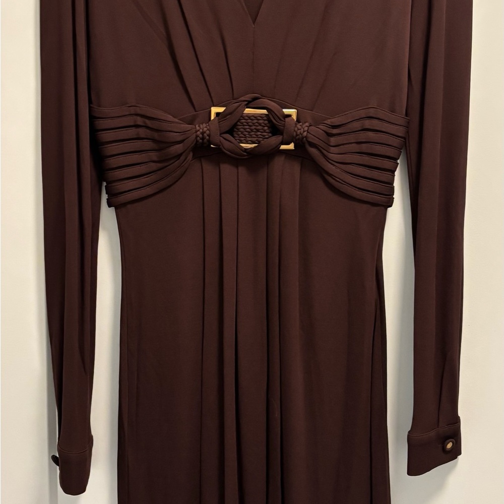 Gucci Brown Sheath Dress with Cuffed Sleeves